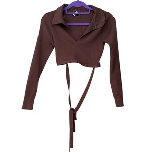 Fashion Nova Chocolate Long Sleeve Crop Top size L